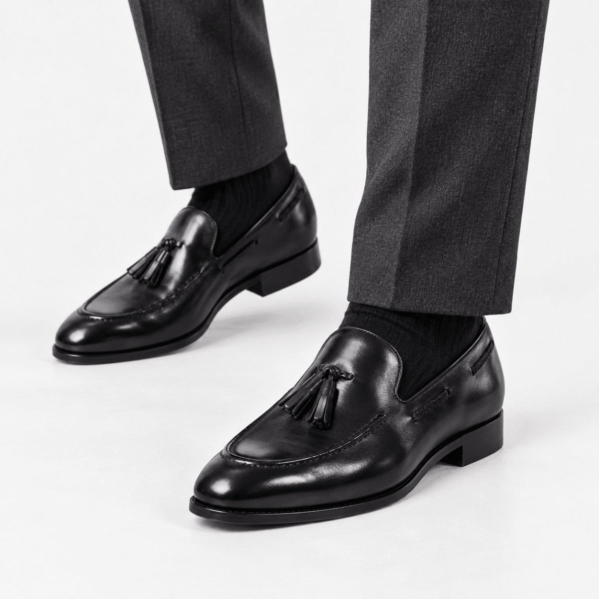 Leonardo tassel genuine leather loafers - AntoniosClothing - Black