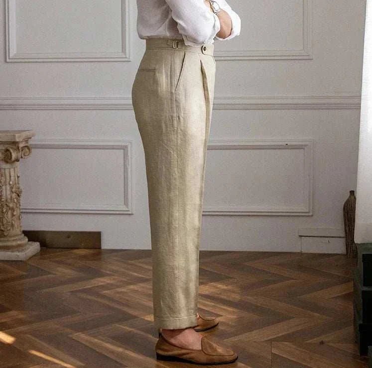 Lightweight italian high - waist trousers - Antonios