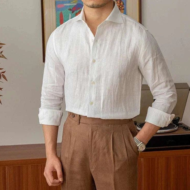 Lightweight linen long - sleeve shirt - Antonios