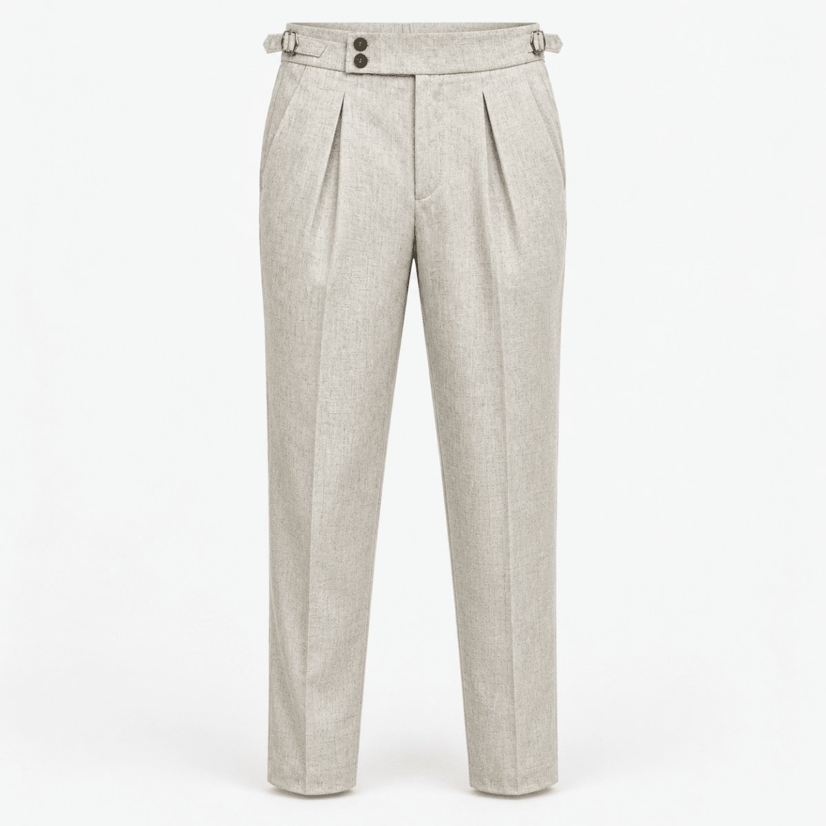 Linen blend pleated trousers - AntoniosClothing - Ivory