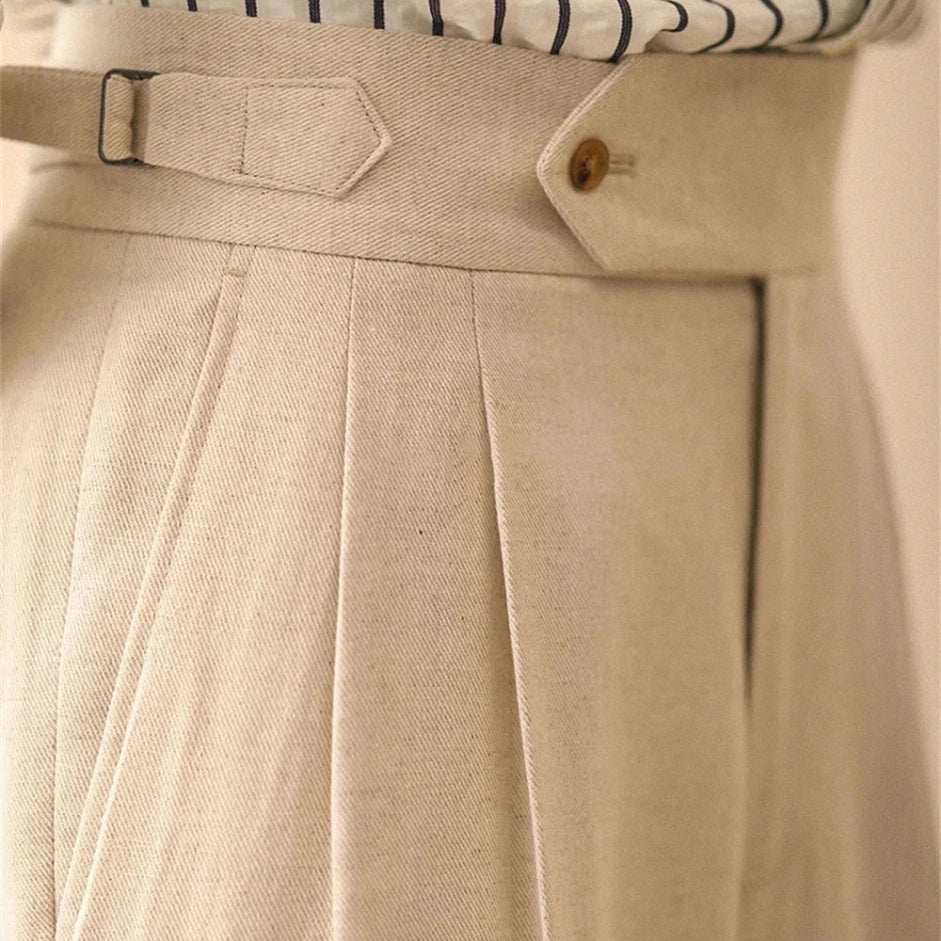 Linen straight fit business pants - Antonios