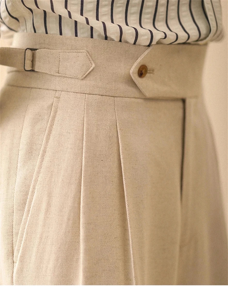 Linen straight fit business pants - Antonios