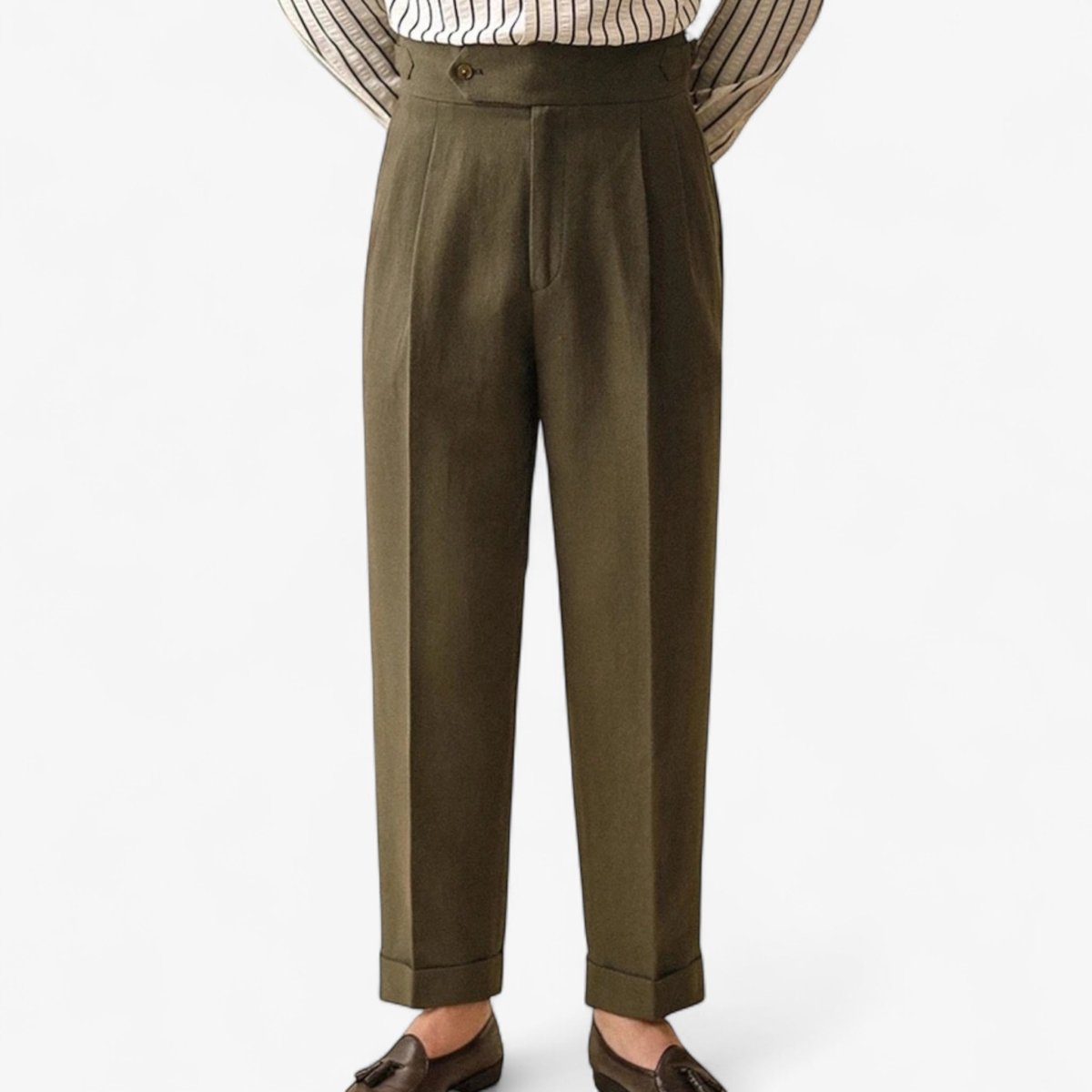 Linen straight fit business pants - Antonios