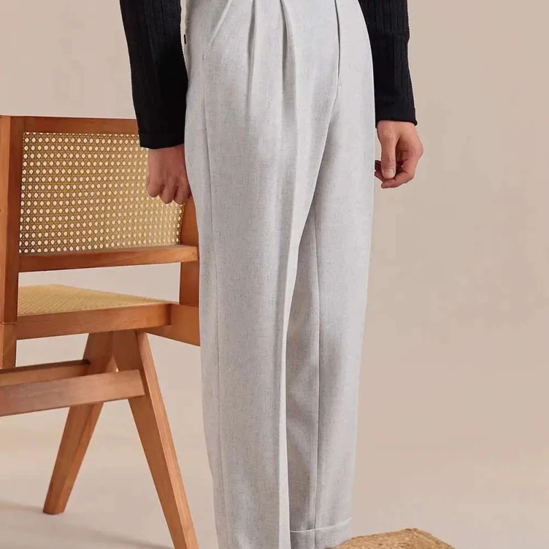 Linen straight fit suit pants - Antonios