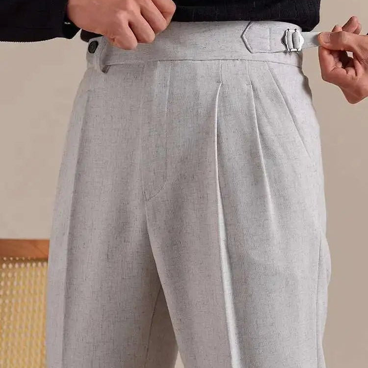 Linen straight fit suit pants - Antonios