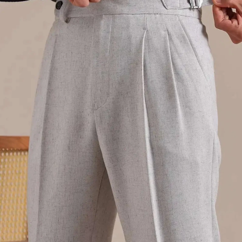 Linen straight fit suit pants - Antonios