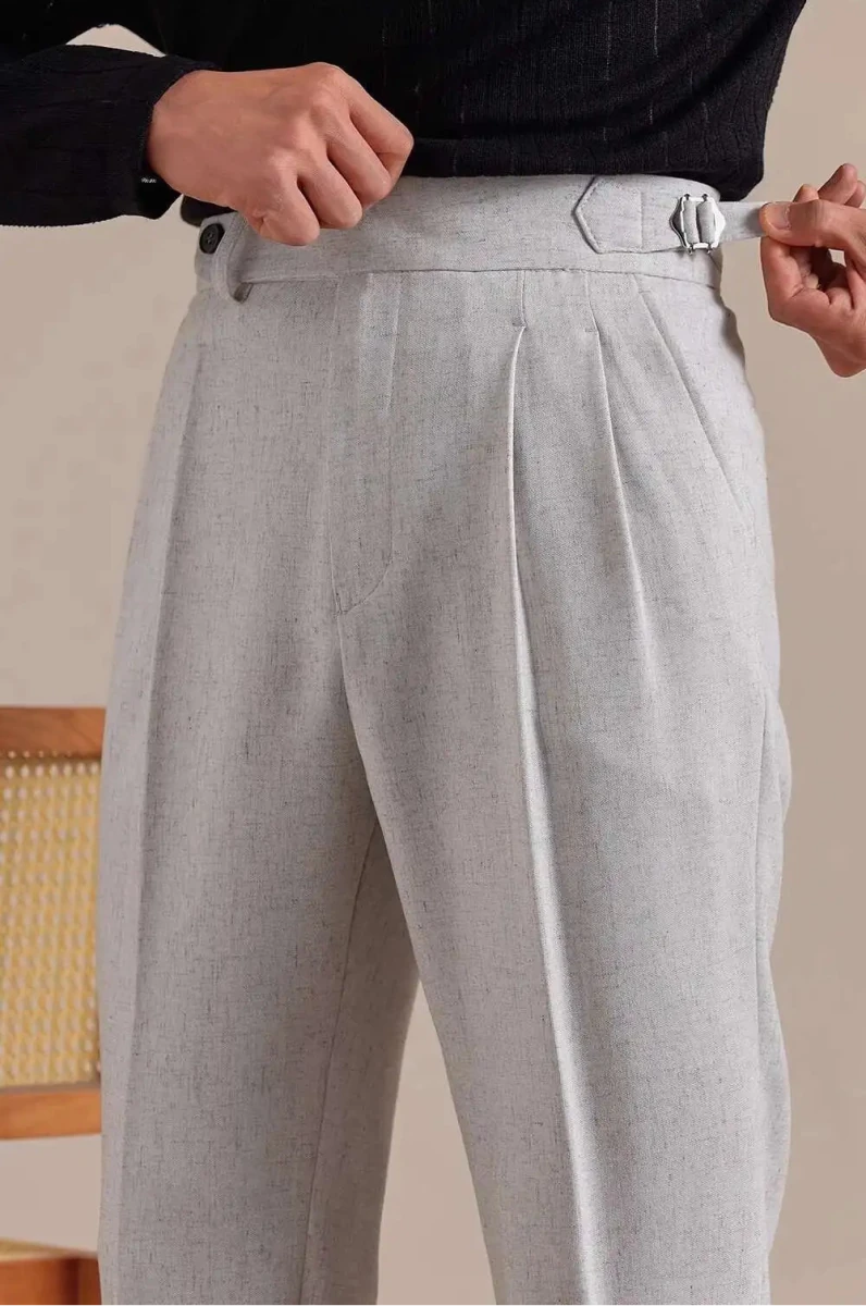 Linen straight fit suit pants - Antonios