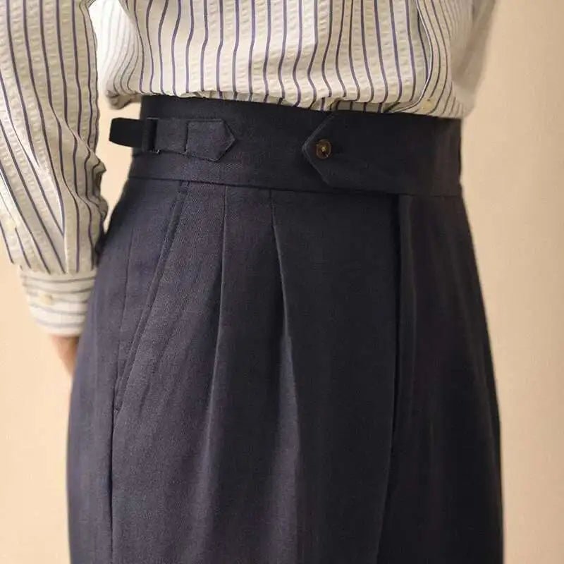 Linen summer high - waist elegant trousers - Antonios