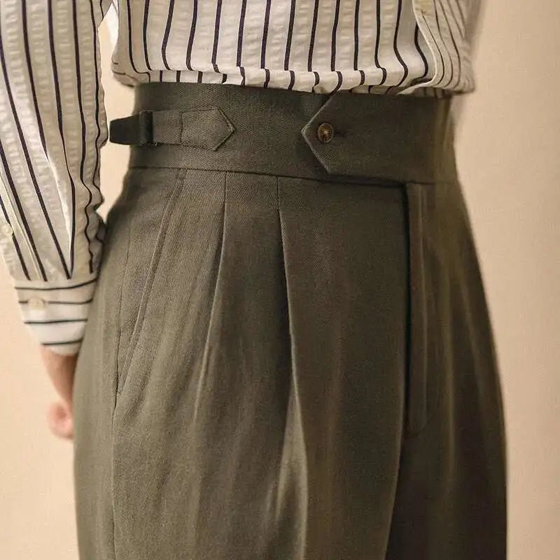 Linen summer high - waist elegant trousers - Antonios