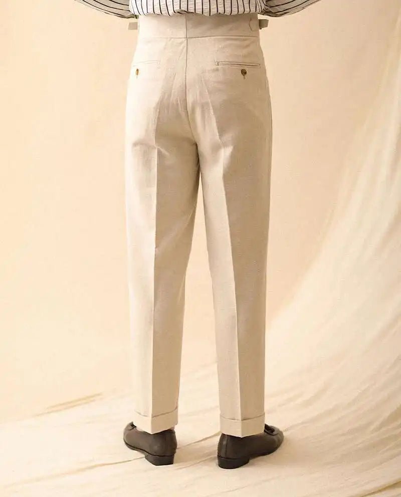 Linen summer high - waist elegant trousers - Antonios