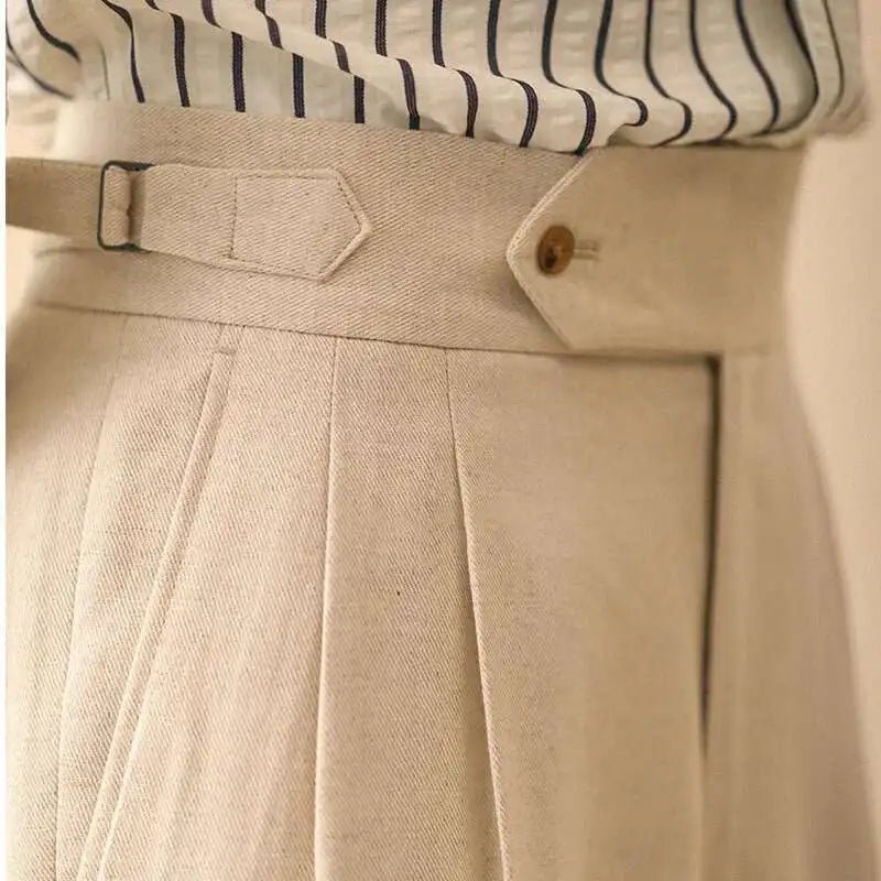 Linen summer high - waist elegant trousers - Antonios