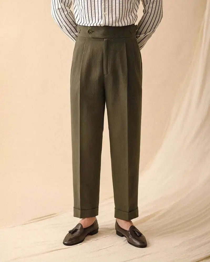 Linen summer high - waist elegant trousers - Antonios