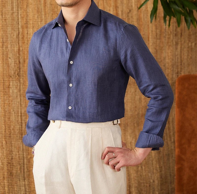 Long sleeve eight - collar breathable light luxury casual shirt - Antonios