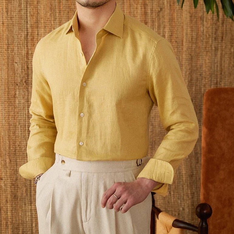 Long sleeve eight - collar breathable light luxury casual shirt - Antonios