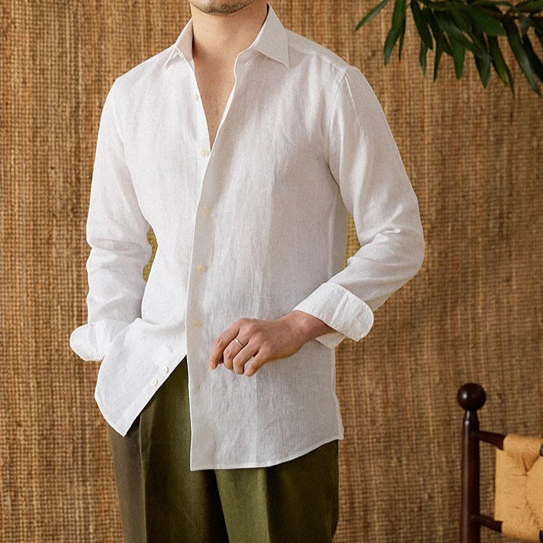 Long sleeve eight - collar breathable light luxury casual shirt - Antonios