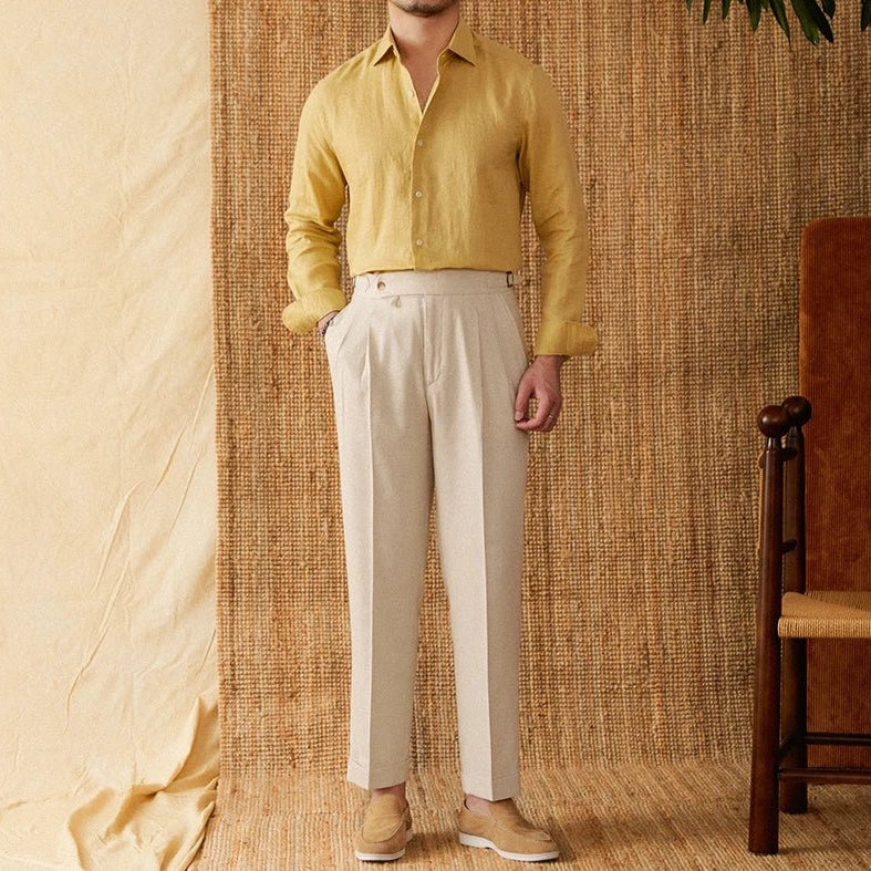 Long sleeve eight - collar breathable light luxury casual shirt - Antonios