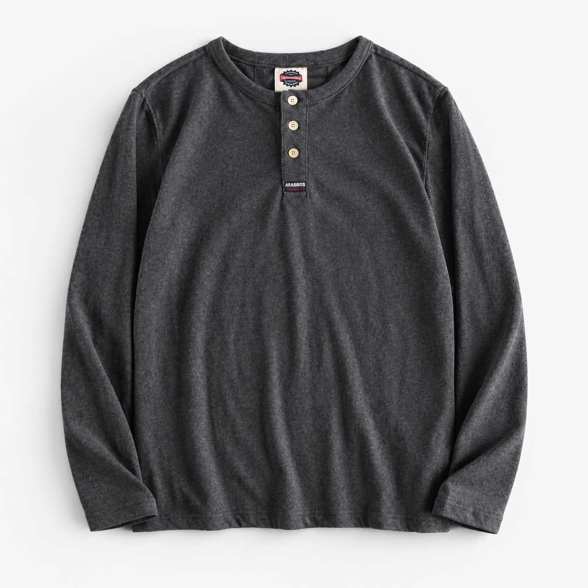 Cotton button-neck sweater — Dark grey