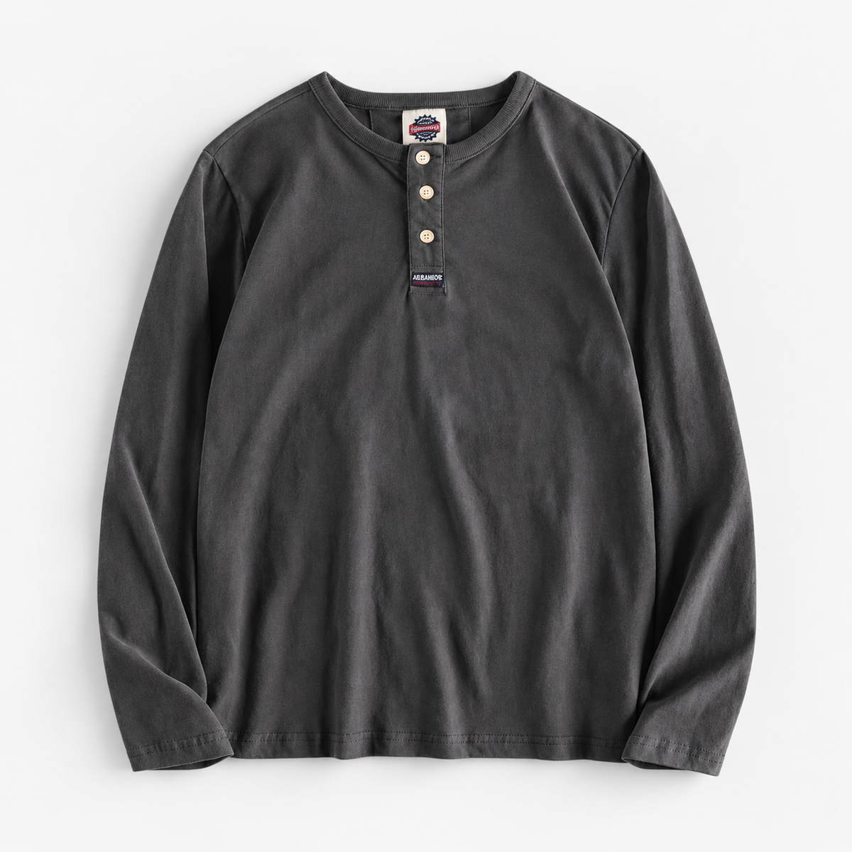 Cotton button-neck sweater — Iron gray