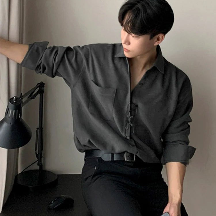 Loose fit Korean shirt casual business elegance - Antonios