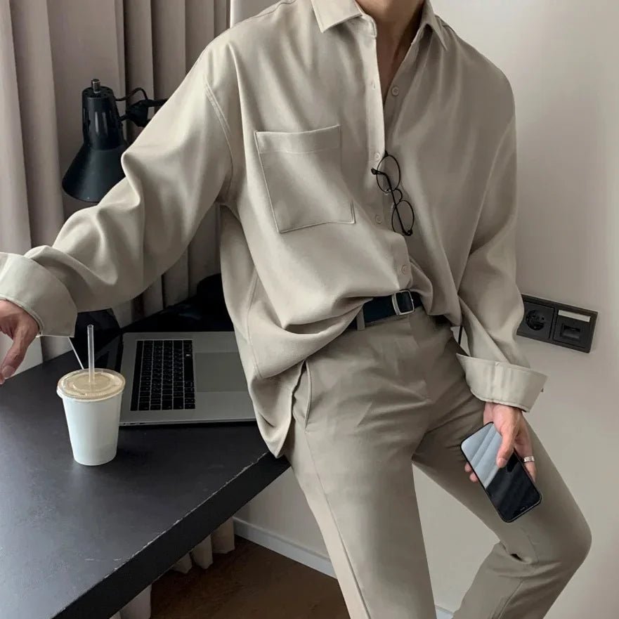Loose fit Korean shirt casual business elegance - Antonios
