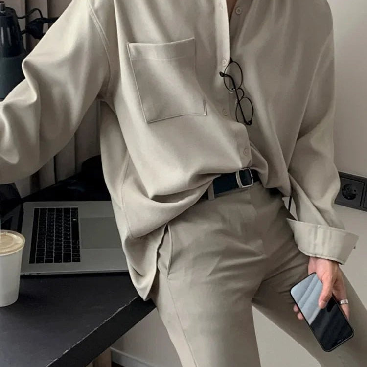 Loose fit Korean shirt with casual business