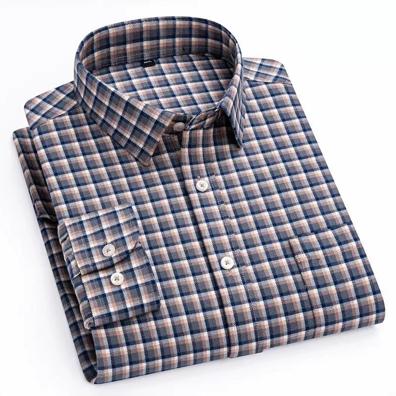 Luxury 100% cotton casual long - sleeve shirt - Antonios