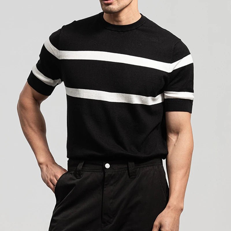 Luxury knit o - neck short sleeve t-shirt - Antonios