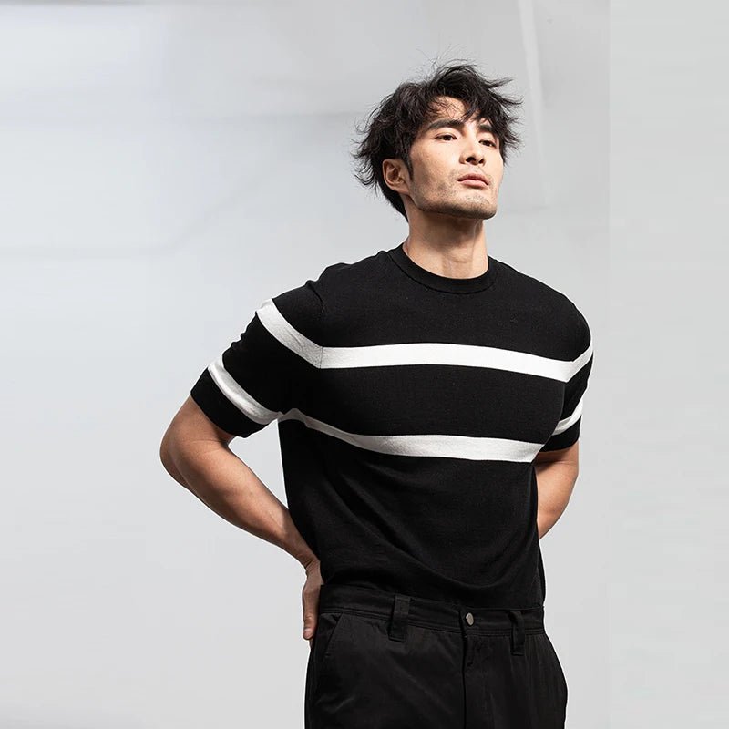 Luxury knit o - neck short sleeve t-shirt - Antonios