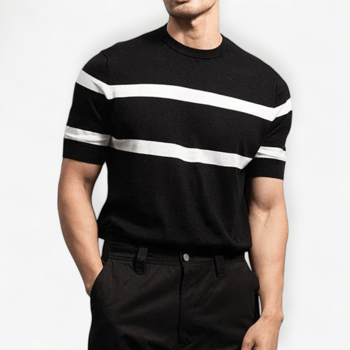 Luxury knit o - neck short sleeve t-shirt - Antonios