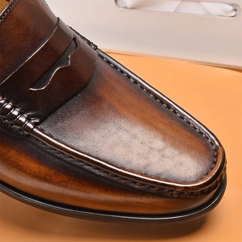 Luxury penny slip on genuine leather loafers - Antonios