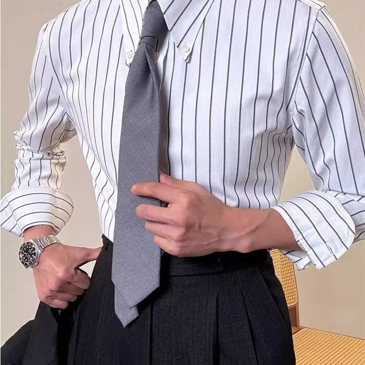 Luxury silk polo shirt long sleeve classic - Antonios