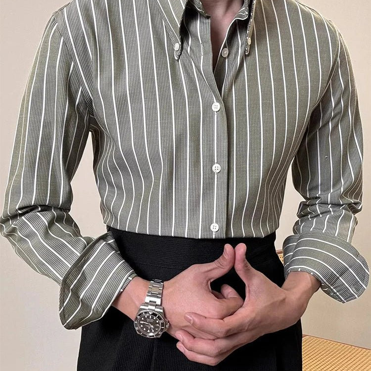 Luxury silk polo shirt long sleeve classic - Antonios