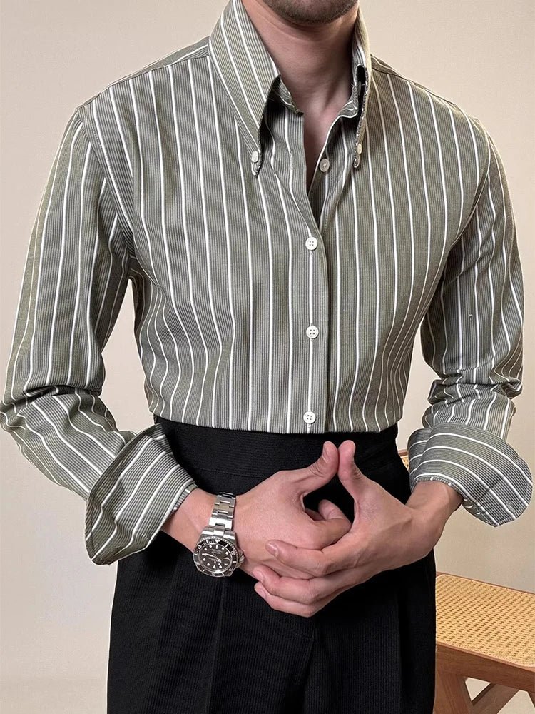 Luxury silk polo shirt long sleeve classic - Antonios