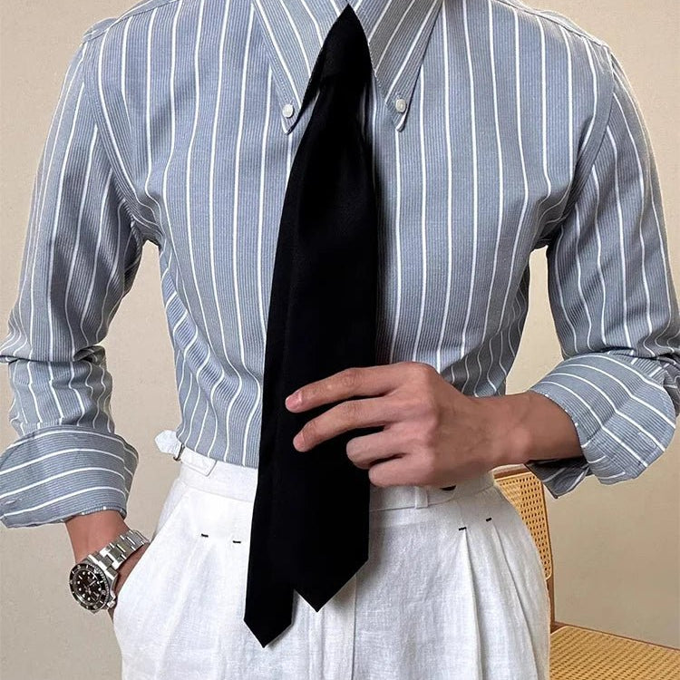 Luxury silk polo shirt long sleeve classic - Antonios