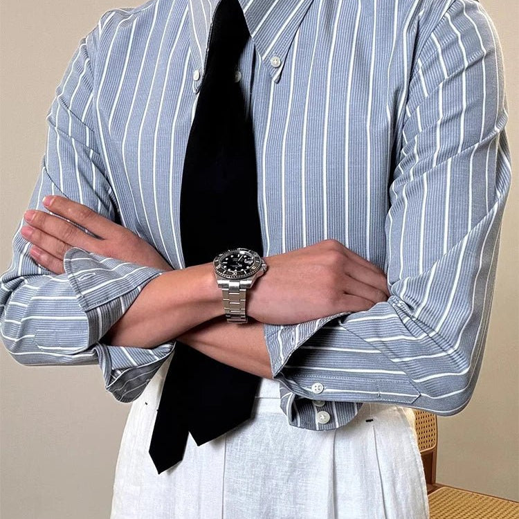 Luxury silk polo shirt long sleeve classic - Antonios