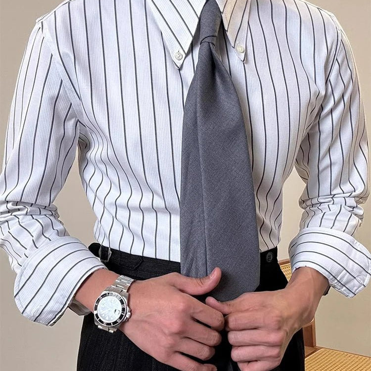 Luxury silk polo shirt long sleeve classic - Antonios