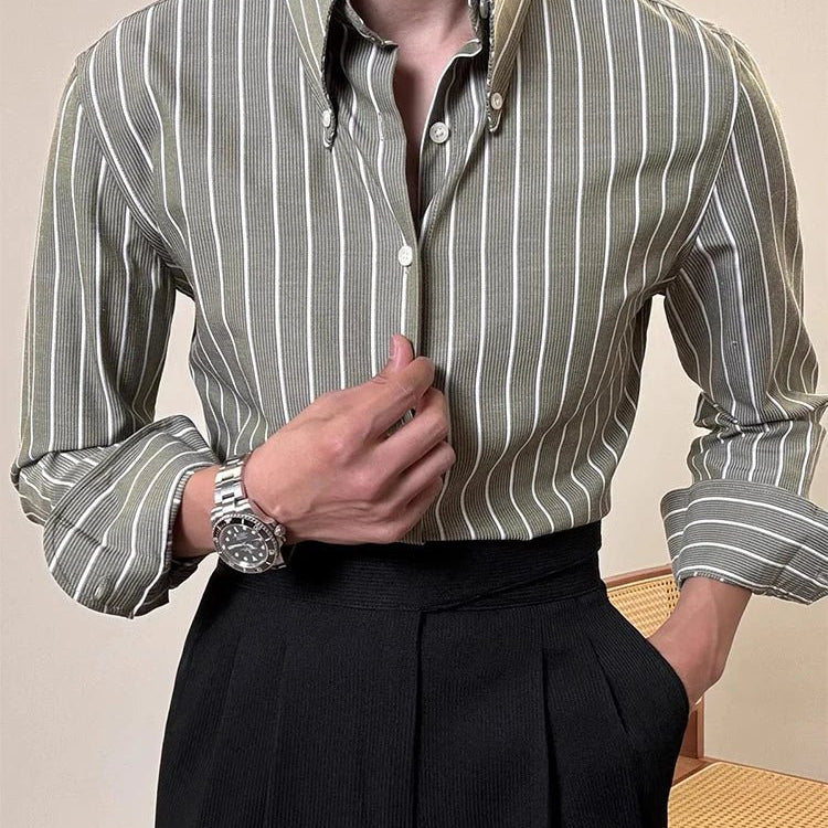 Luxury silk polo shirt long sleeve classic - Antonios