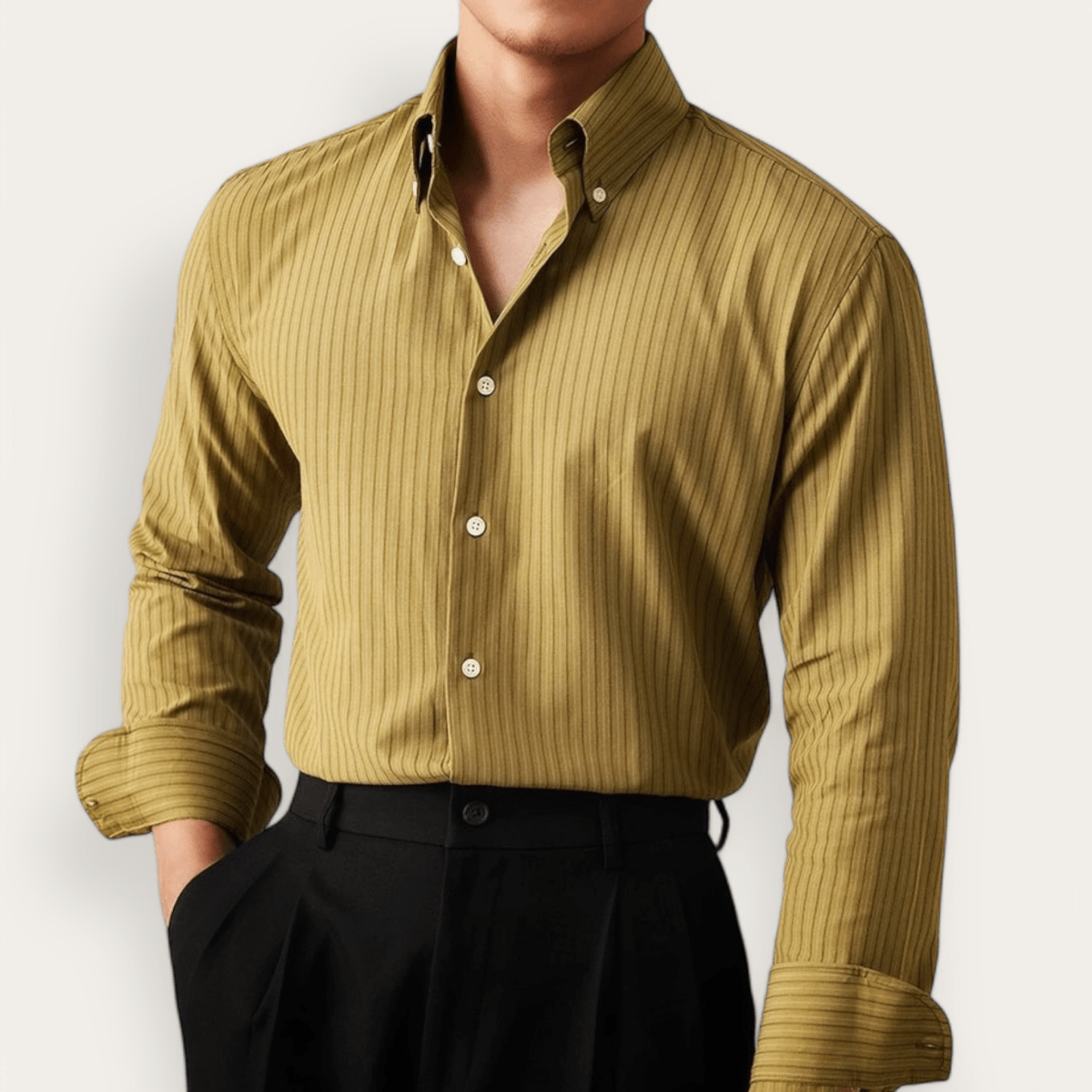 Luxury striped button up shirt formal business style - Antonios