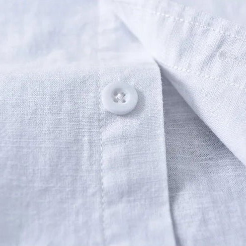 Mandarin collar retro casual japanese style cotton linen shirt - Antonios
