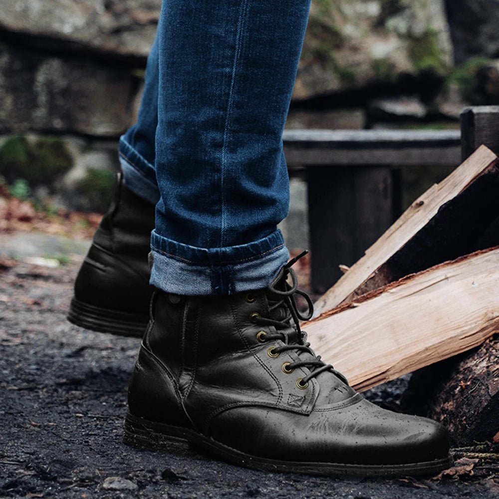 Men motorcycle leather casual boots - Antonios