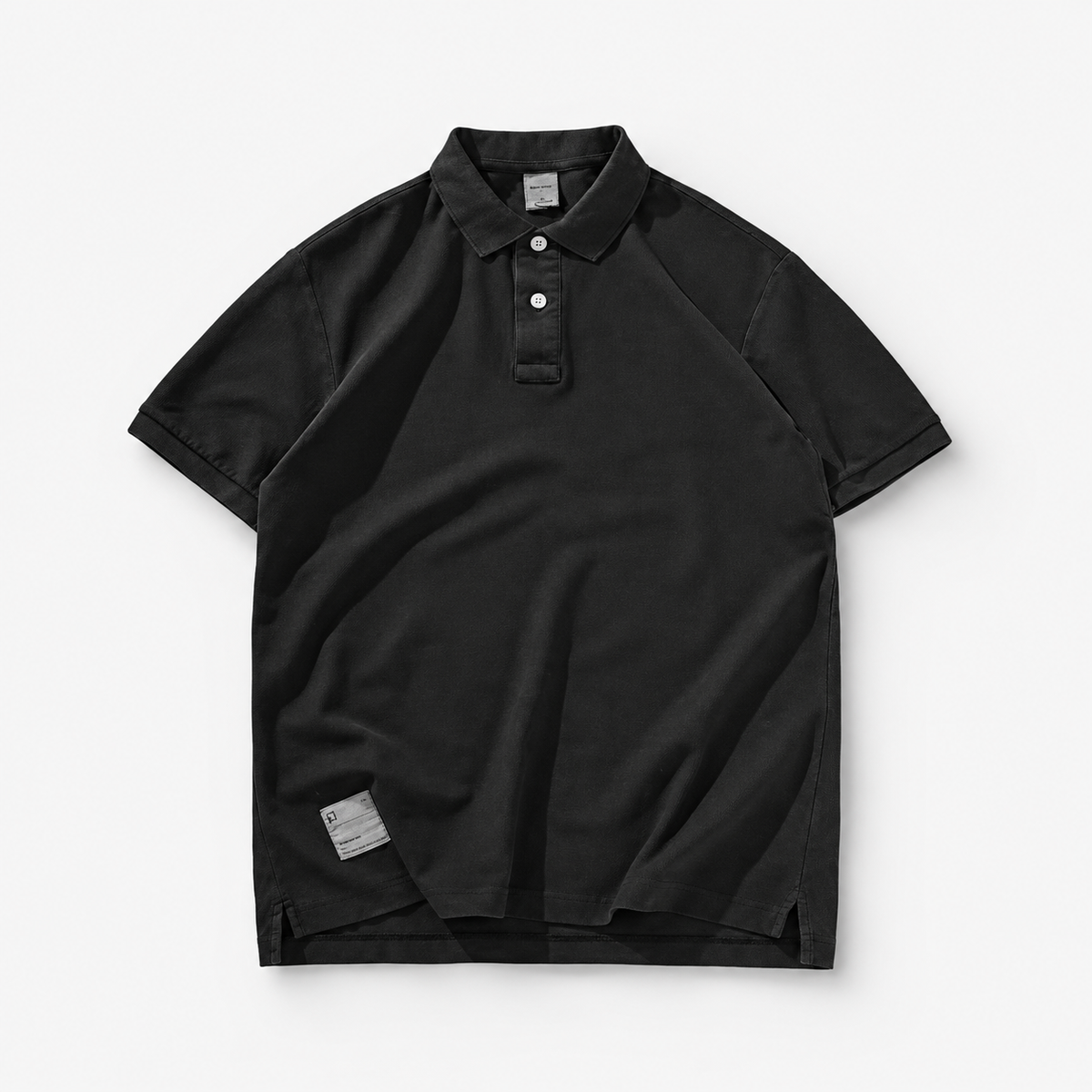 Polo cotton washed t-shirt — Black