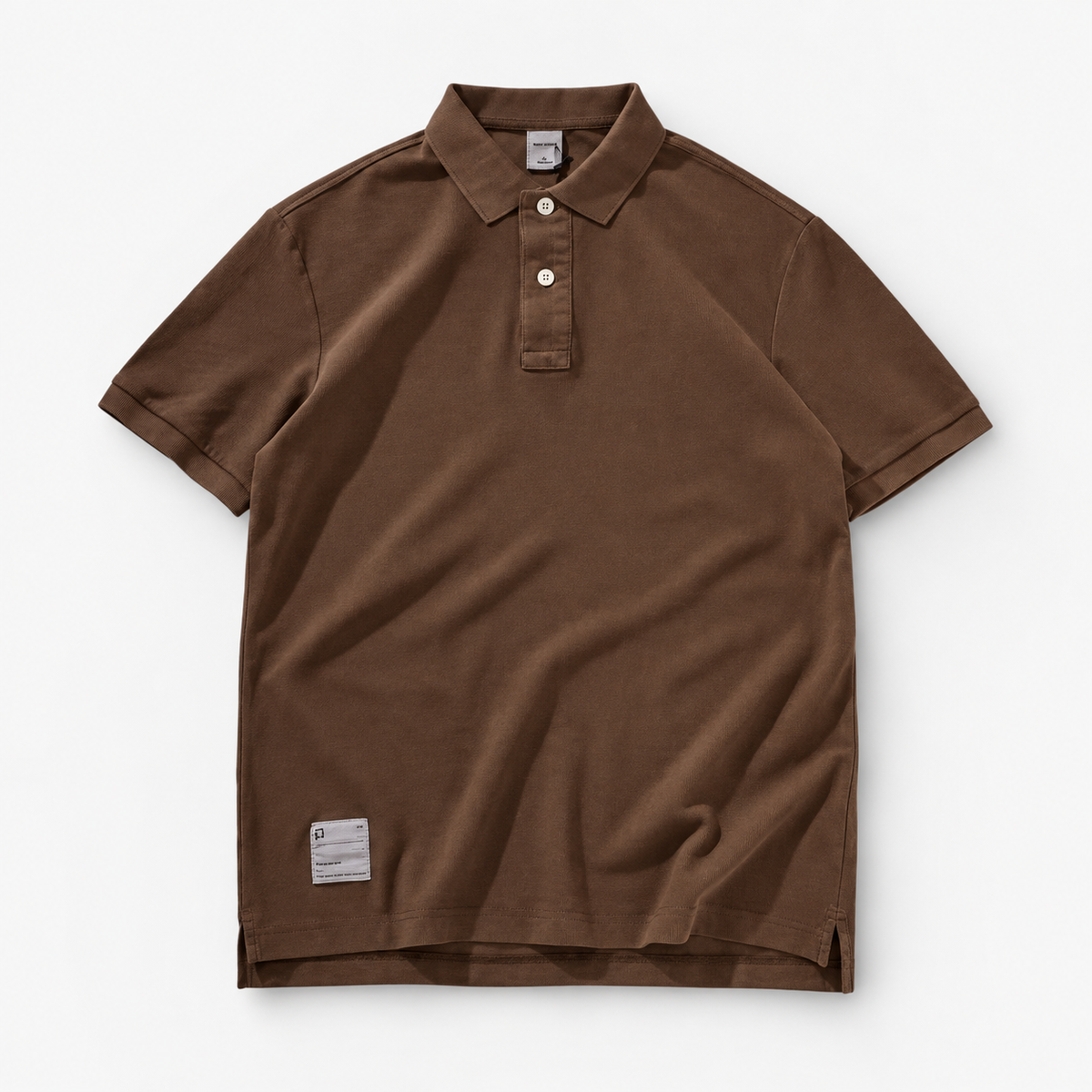 Polo cotton washed t-shirt — Coffee