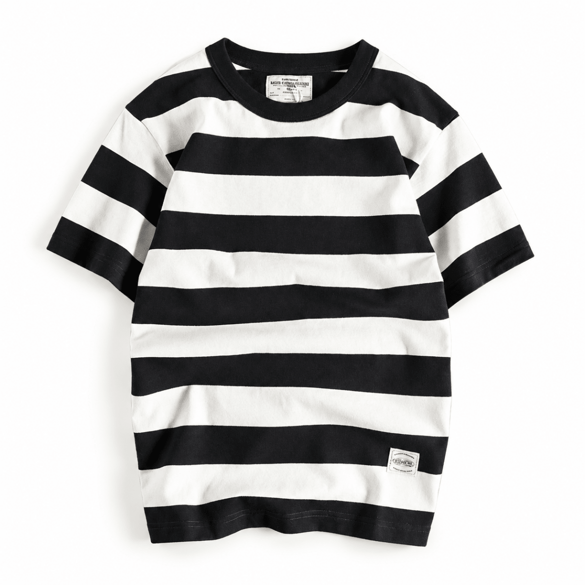 Men's cotton-linen striped t-shirt - AntoniosClothing - Black