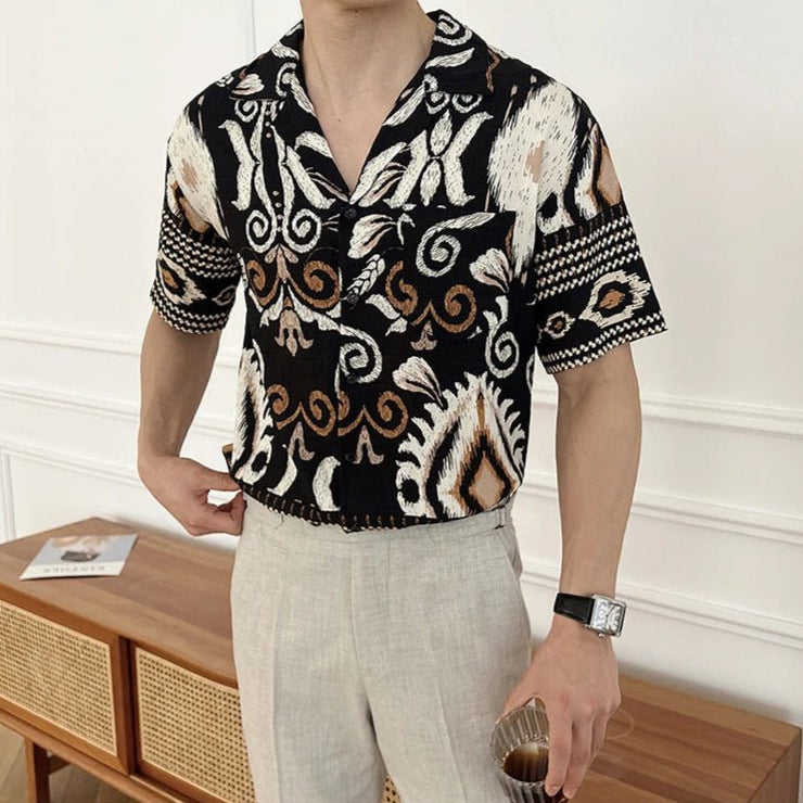 Men's cuban collar short sleeve shirt Summer - Antonios