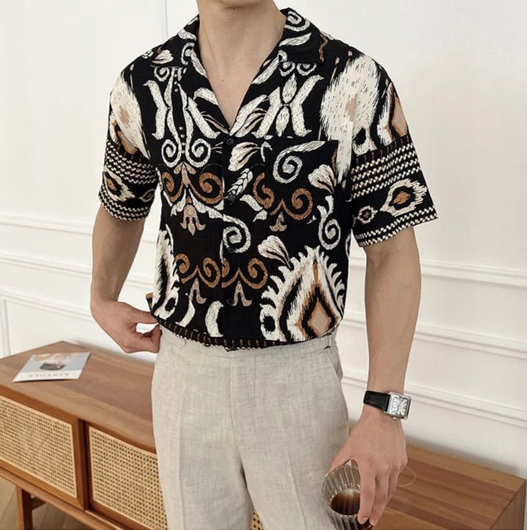 Men's cuban collar short sleeve shirt Summer - Antonios