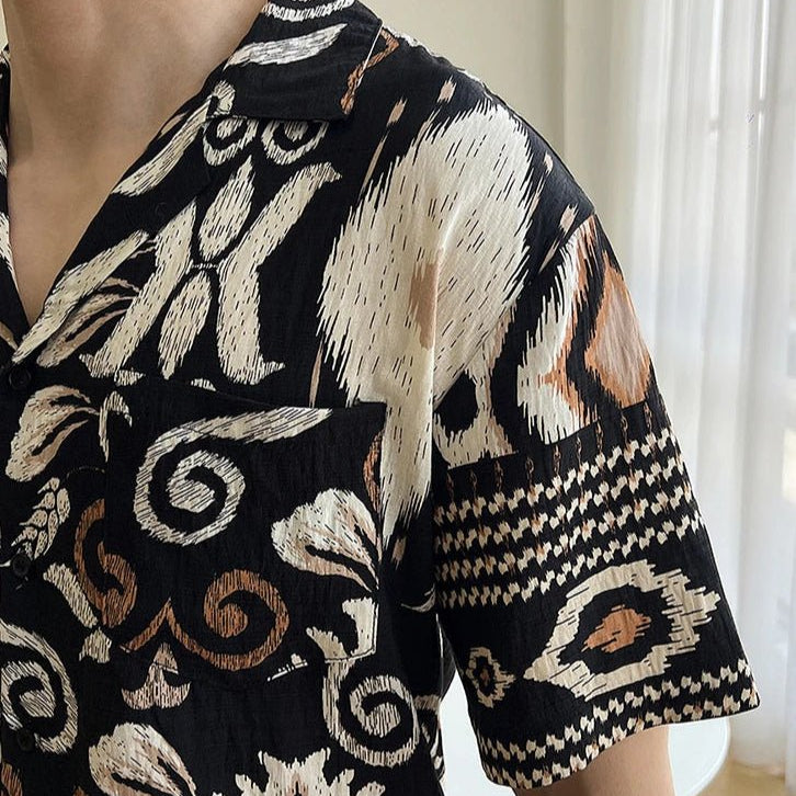 Men's cuban collar short sleeve shirt Summer - Antonios