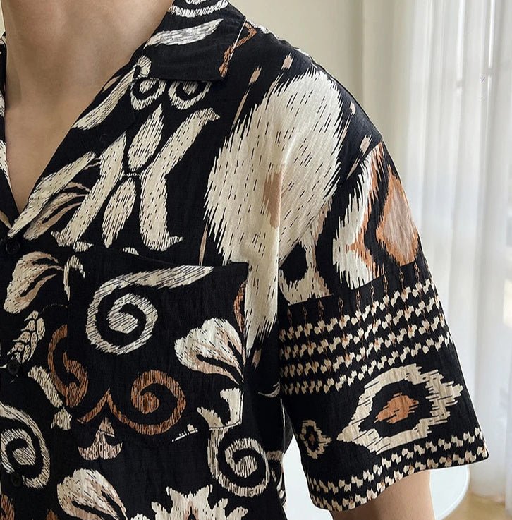 Men's cuban collar short sleeve shirt Summer - Antonios