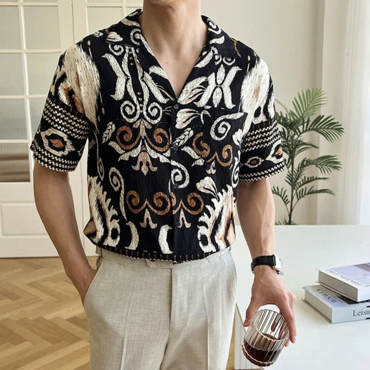 Men's cuban collar short sleeve shirt Summer - Antonios