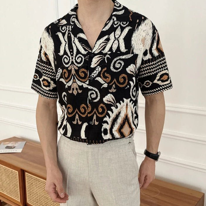 Men's cuban collar short sleeve shirt Summer - Antonios