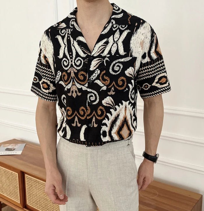 Men's cuban collar short sleeve shirt Summer - Antonios